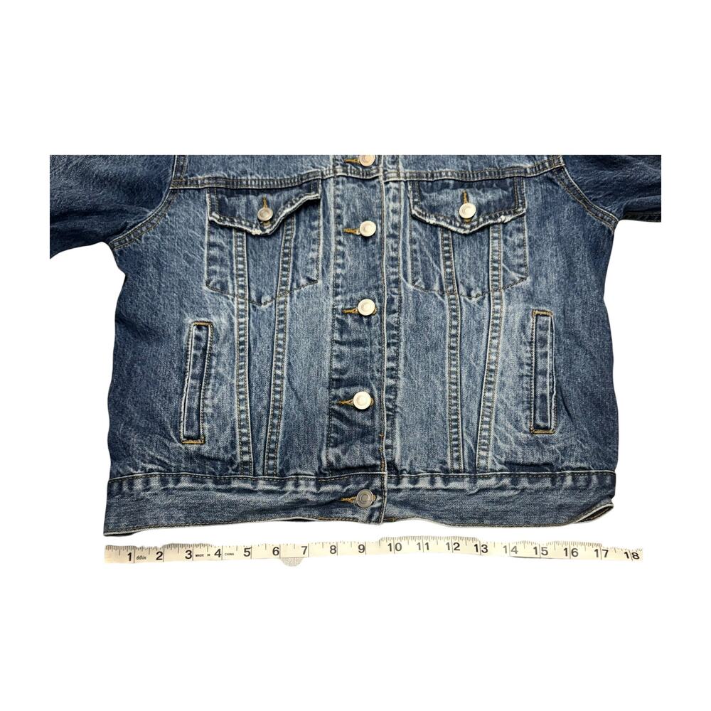 Unveil Sherpa Collar Denim Trucker Jacket Medium Blue Wash Fleece Lined - Picture 5 of 8